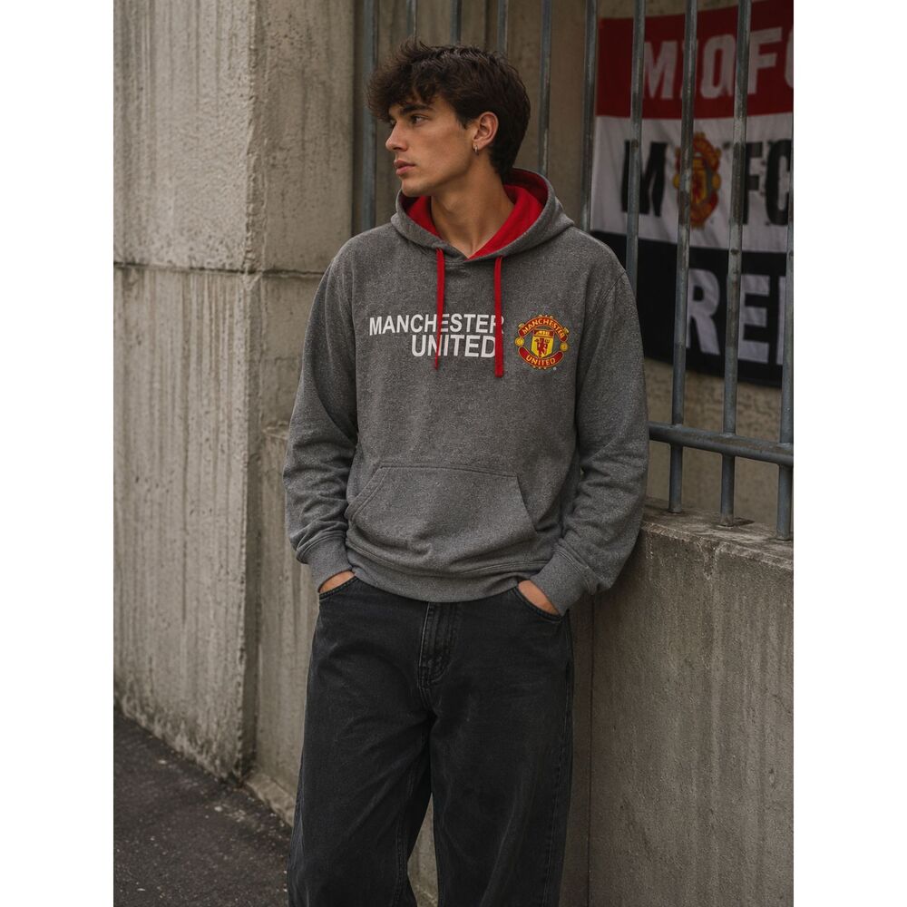 Manchester United Gray Pullover Football Hoodie Sweatshirt Top  Mens Size Medium